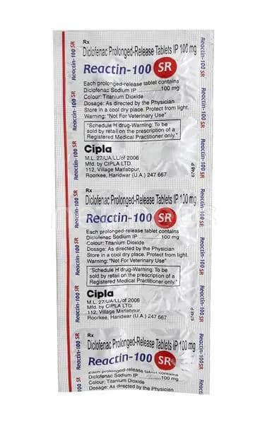 Diclofenac 100mg – Reactin SR 100 Tablet